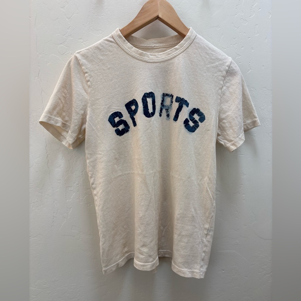 Imogene + Willie Cream T-Shirt with Navy 'SPORTS' Graphic